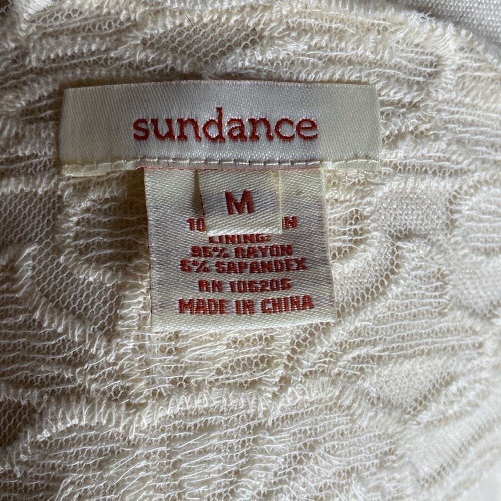 Sundance Lace Midi Dress medium Ivory Floral Sleeveless Sheer Cover Up overlay - Picture 4 of 5
